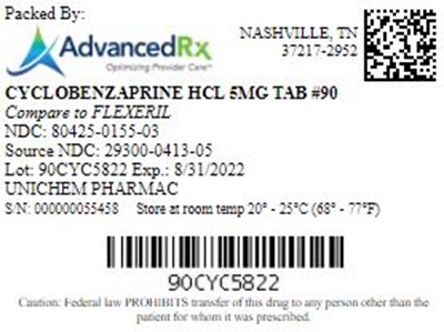 Cyclobenzaprine HCl 5mg Tab Qty 90 Ndc 80425 0155